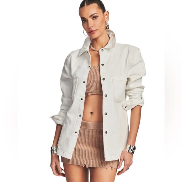 NWT SER•O•YA Marcus Shirt Snap Closure Pockets‎ Distressed Shacket Size XLarge - Picture 2 of 15